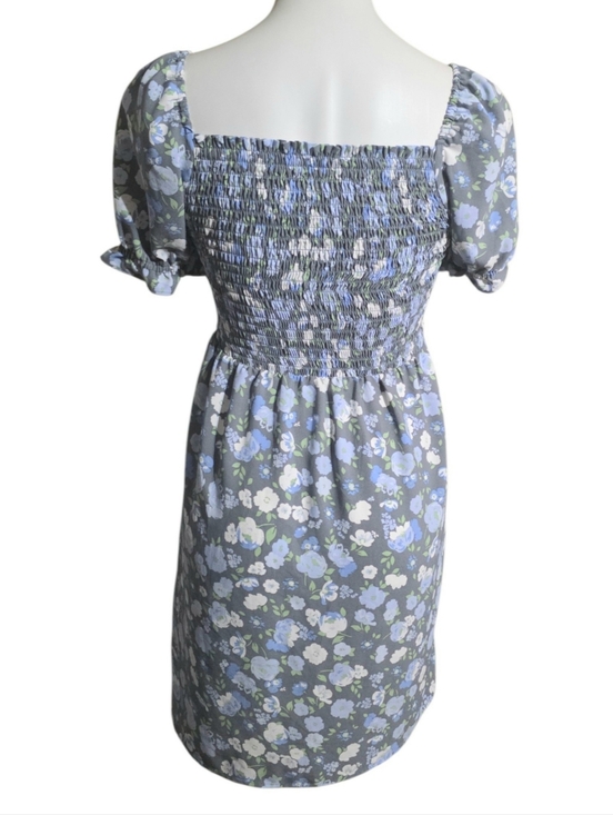 Loft Outlet Floral Smocked Dress Gray & Blue Size XS - Picture 4 of 10